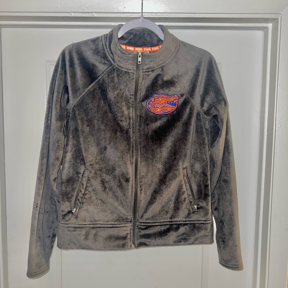 Florida Gators Women XS Victoria’s Secret Gray Full Zip Fleece UF Blue Jacket VS